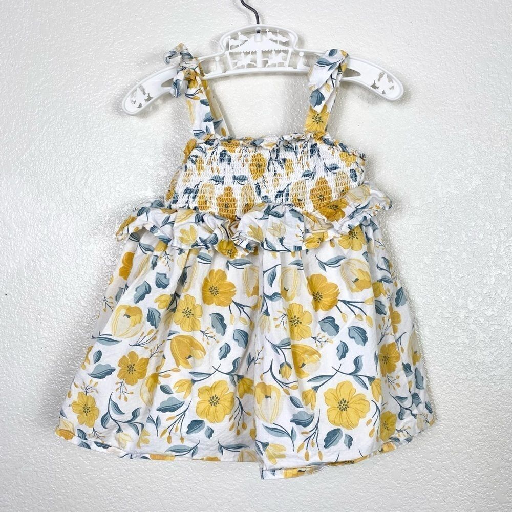 12M Baby Girl’s Cupcakes & Cashmere White & Yellow Floral Ruffled Dress
